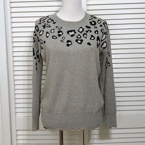 Leopard Print Cotton Crew Neck Sweater